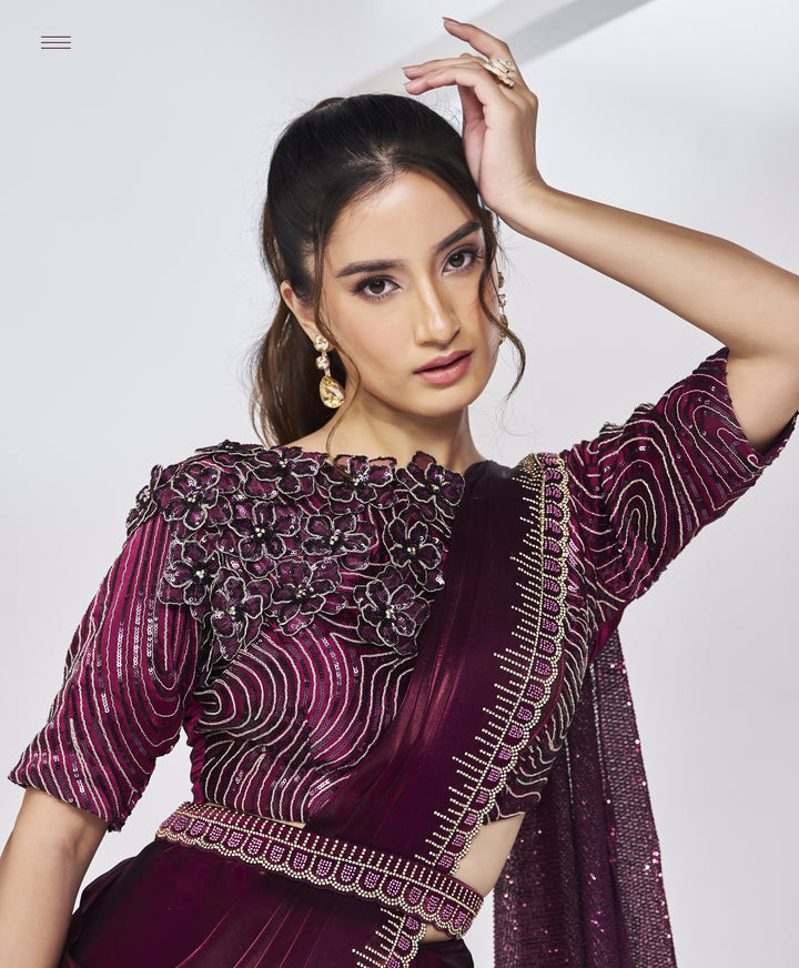 resort party sari with 3d blouse