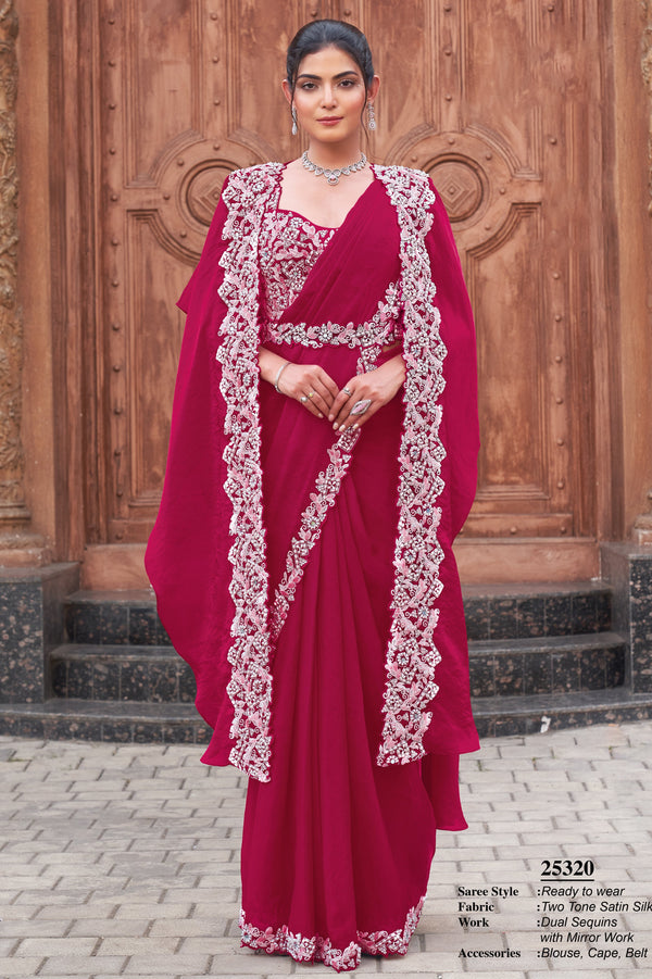 all occasions wear party sari with cape