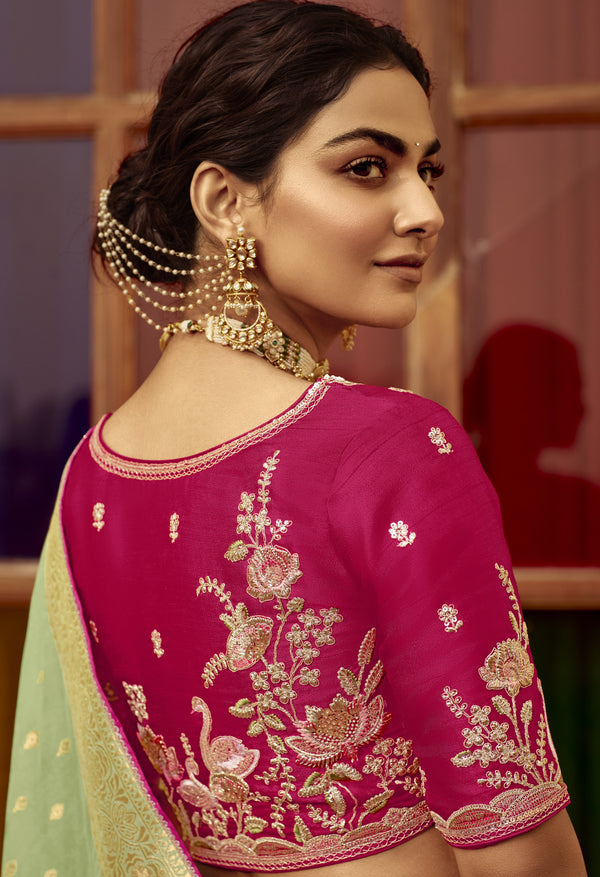 sagai partywear sari with contrast blouse