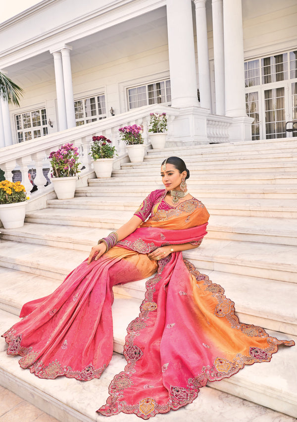 sagaai partywear traditional saree with blouse