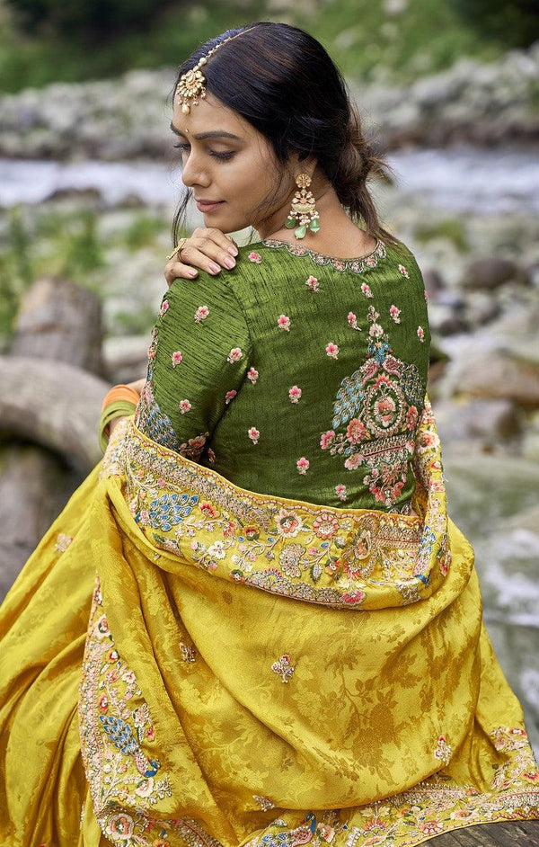 Mehendi Party Wear Silk Indian Saree - Fashion Nation
